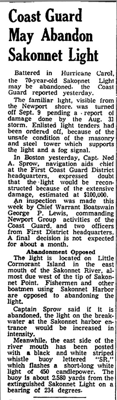 Coast Guard May Abandon Sakonnet Light